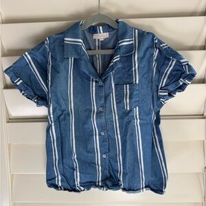 Blue and White Striped Button Down Shirt
